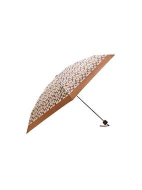 COACH MINI UMBRELLA SIGNATURE UV PROTECTION IN KHAKI / SADDLE